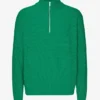 Merino-tröja med kort dragkedja – kellygrön
