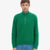 Merino-tröja med kort dragkedja – kellygrön