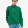 Merino-tröja med kort dragkedja – kellygrön