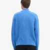 Merinotröja med kort dragkedja – Pacific Blue