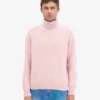 Merinoullströja med hög hals – blekt rosa
