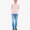 Merinoullströja med hög hals – blekt rosa