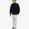 Merinoullströja med hög hals – Navy Blue