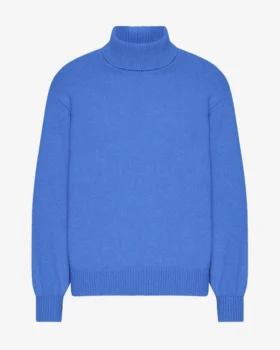 Merinoullströja med hög hals – Pacific Blue