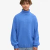 Merinoullströja med hög hals – Pacific Blue
