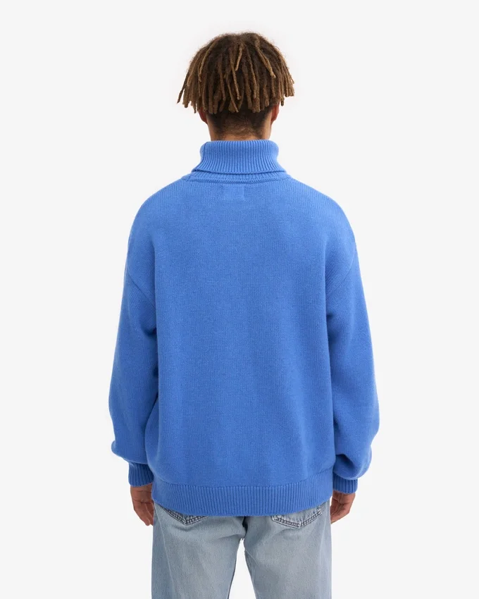 Merinoullströja med hög hals – Pacific Blue