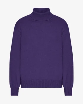 Merinoullströja med hög hals – ultraviolett