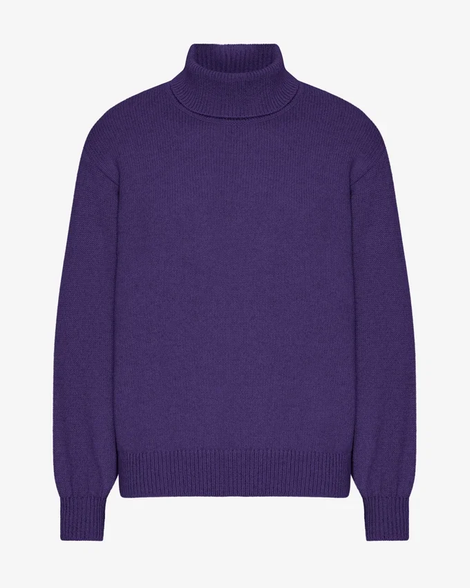 Merinoullströja med hög hals – ultraviolett