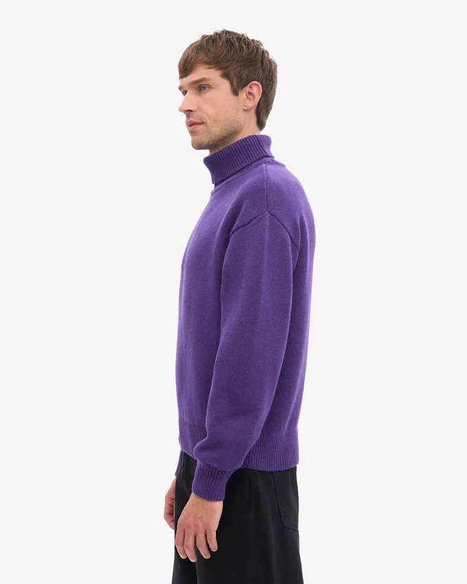 Merinoullströja med hög hals – ultraviolett