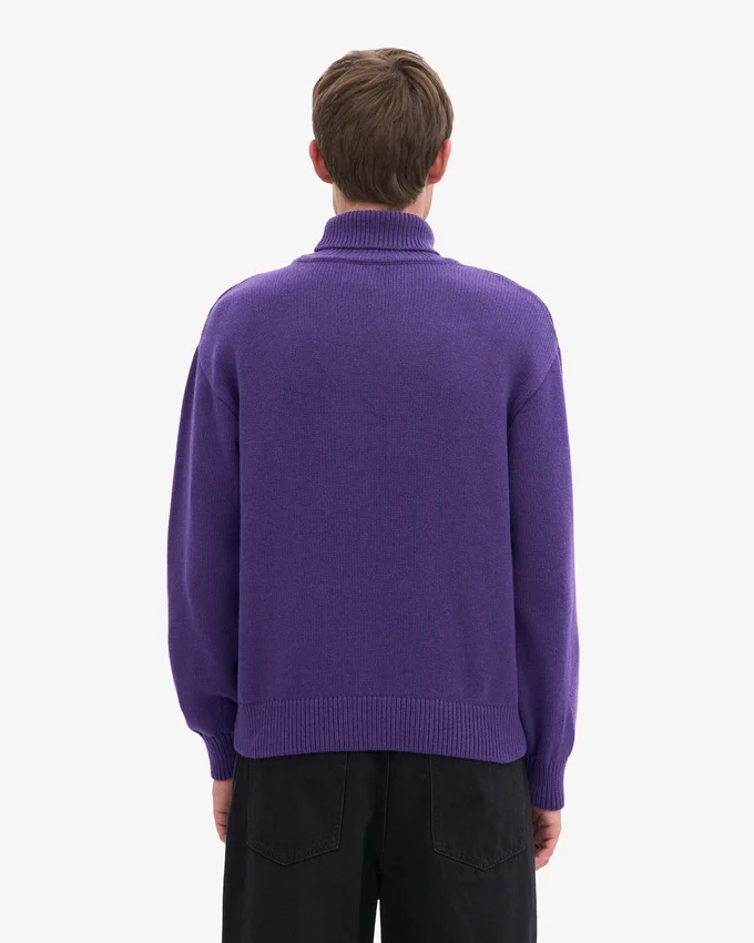 Merinoullströja med hög hals – ultraviolett