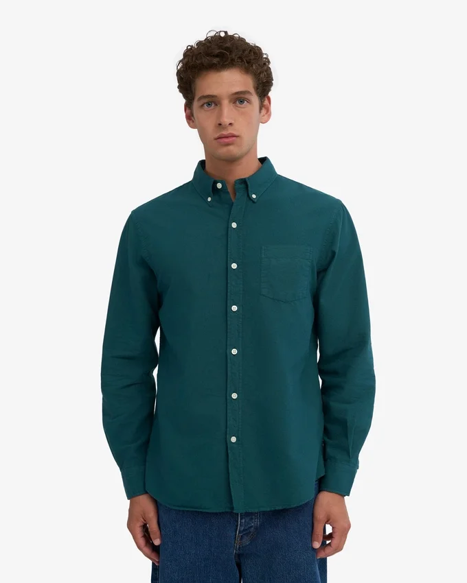 Organic Button Down skjorta – havsgrön