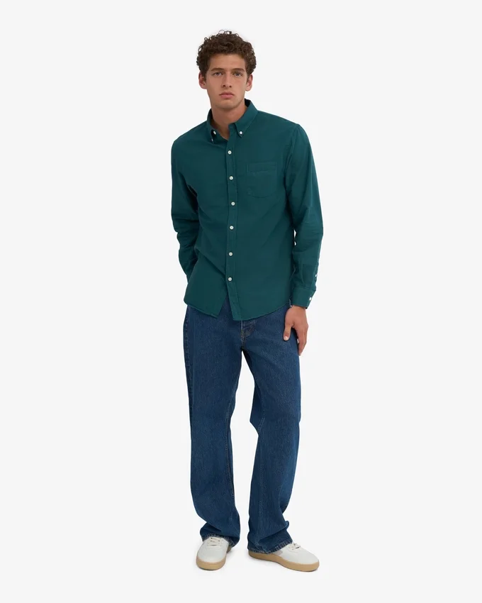 Organic Button Down skjorta – havsgrön