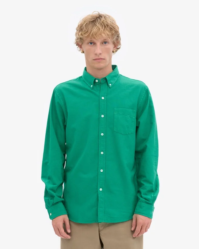 Organic Button Down-skjorta i ekologisk bomull med knappar – kellygrön