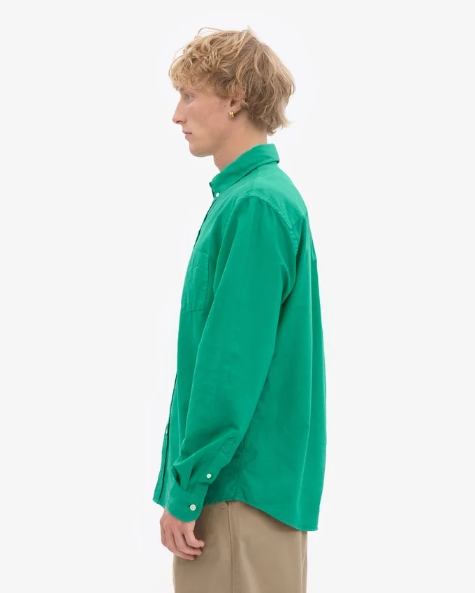 Organic Button Down-skjorta i ekologisk bomull med knappar – kellygrön