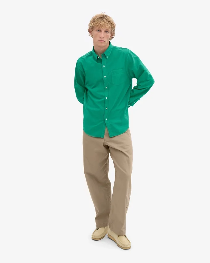Organic Button Down-skjorta i ekologisk bomull med knappar – kellygrön