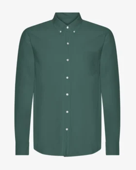 Organic Button Down-skjorta i ekologisk bomull med knappar – smaragdgrön