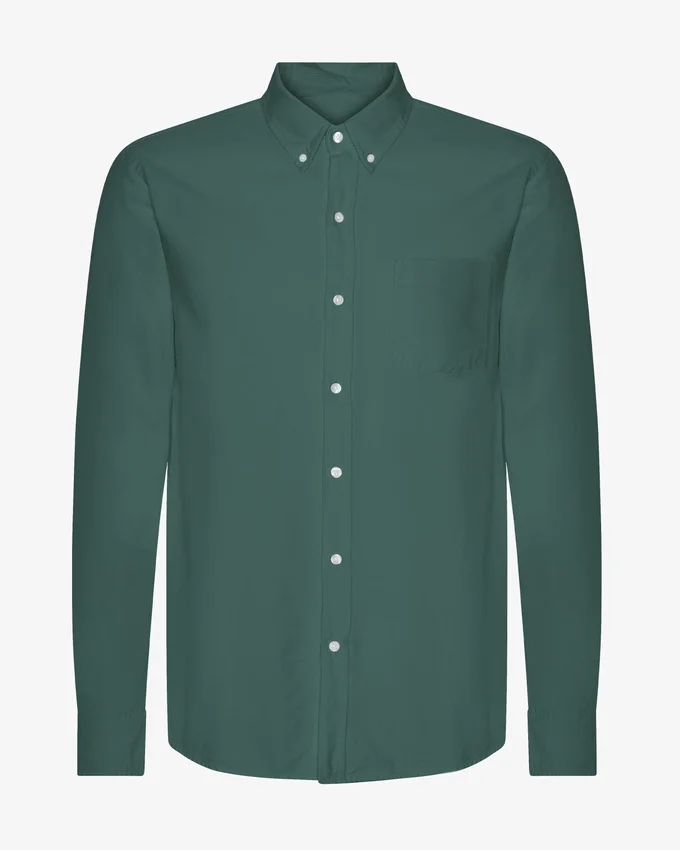 Organic Button Down-skjorta i ekologisk bomull med knappar – smaragdgrön