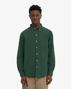 Organic Button Down-skjorta i ekologisk bomull med knappar – smaragdgrön