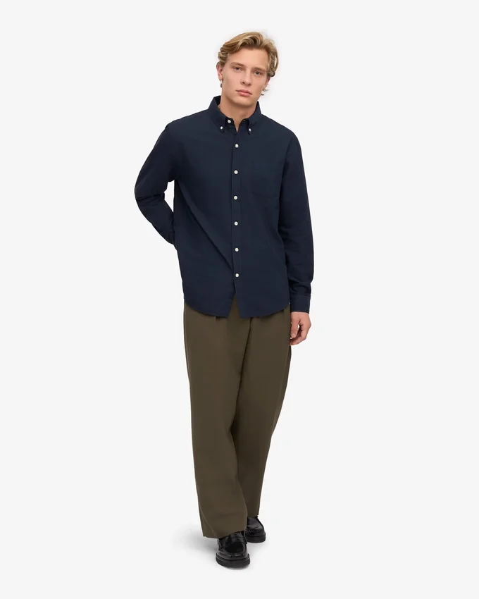 Organic Button Down skjorta – marinblå