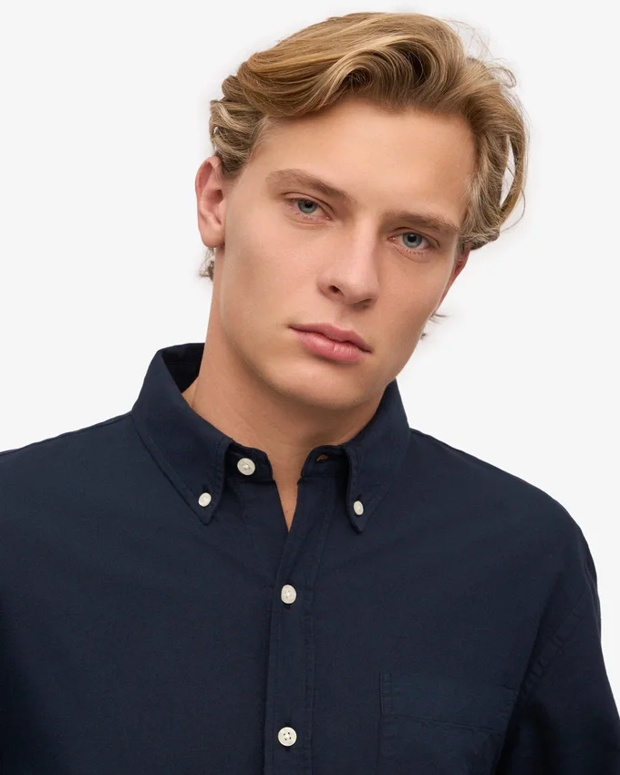 Organic Button Down skjorta – marinblå
