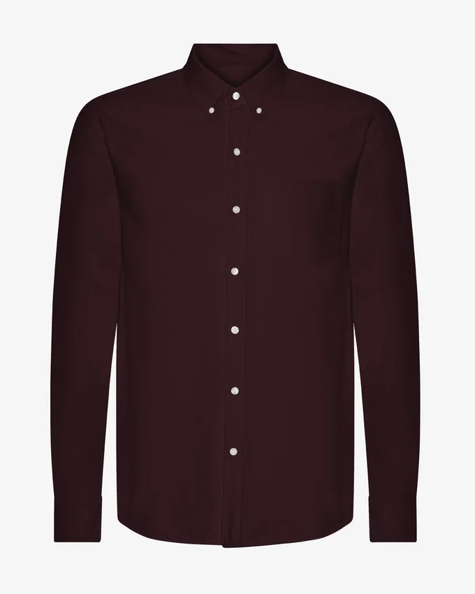 Organic Button Down skjorta – oxblodsröd