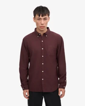 Organic Button Down skjorta – oxblodsröd