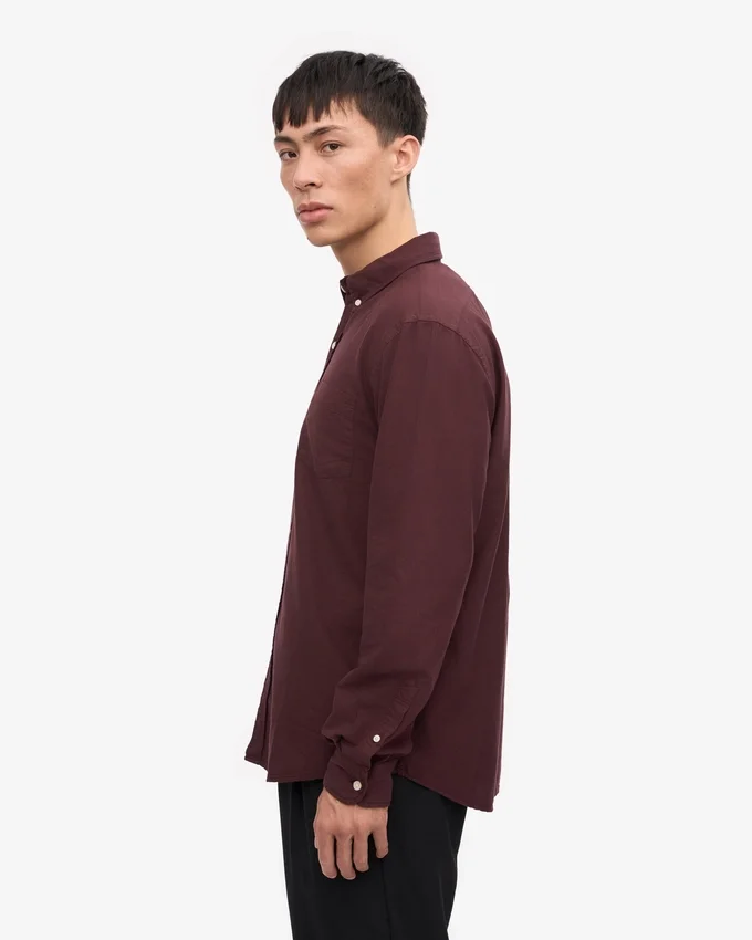 Organic Button Down skjorta – oxblodsröd