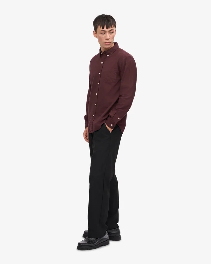 Organic Button Down skjorta – oxblodsröd