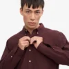 Organic Button Down skjorta – oxblodsröd