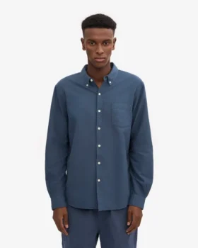 Organic Button Down skjorta – petrolblå