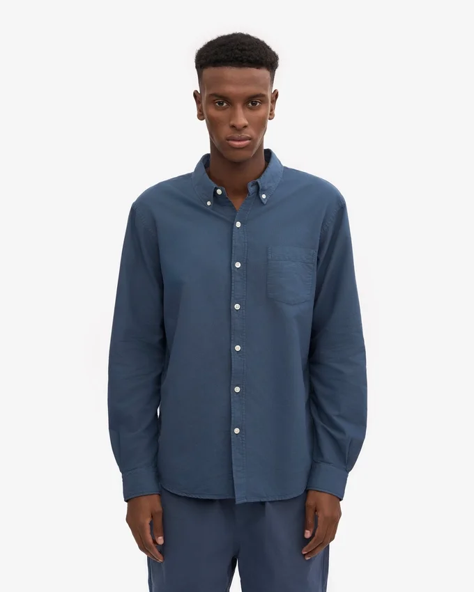 Organic Button Down skjorta – petrolblå