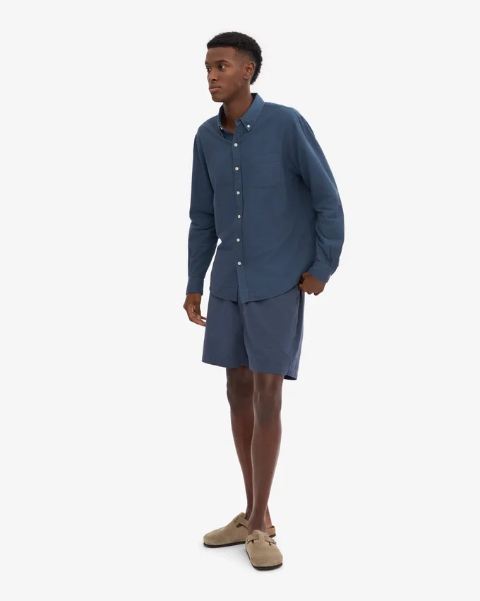Organic Button Down skjorta – petrolblå