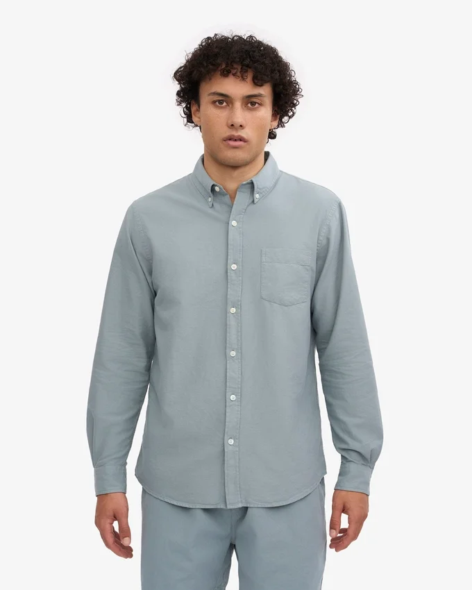 Organic Button Down skjorta – stålblå