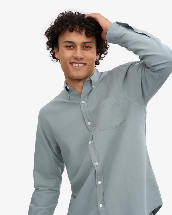 Organic Button Down skjorta – stålblå