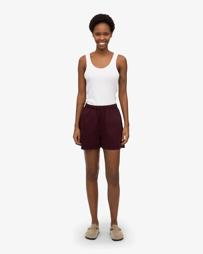 Organic Twill Shorts för dam – oxblodsröd