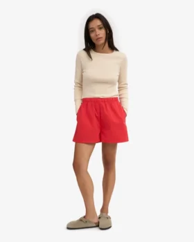Organic Twill Shorts för dam – röd mandarin