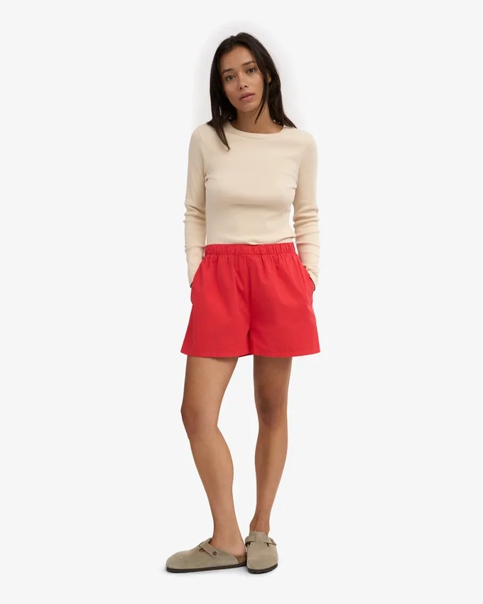 Organic Twill Shorts för dam – röd mandarin