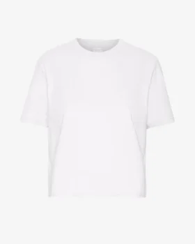 Organisk, boxig crop-top – optiskt vit