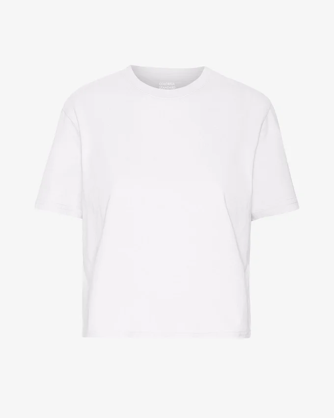 Organisk, boxig crop-top – optiskt vit