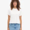Organisk, boxig crop-top – optiskt vit