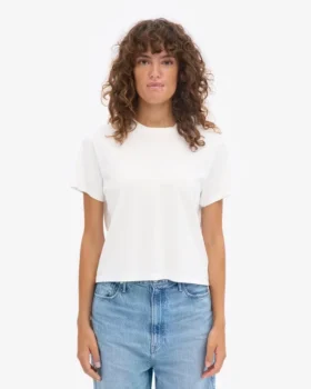 Organisk, boxig crop-top – optiskt vit