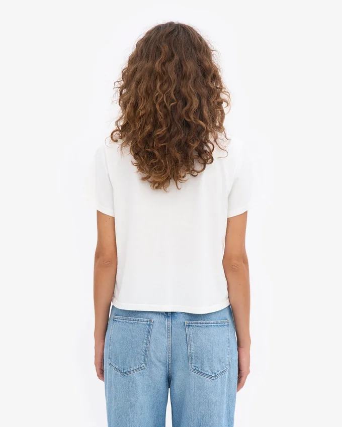 Organisk, boxig crop-top – optiskt vit
