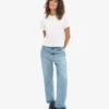 Organisk, boxig crop-top – optiskt vit