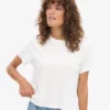 Organisk, boxig crop-top – optiskt vit