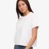 Organisk, boxig crop-top – optiskt vit