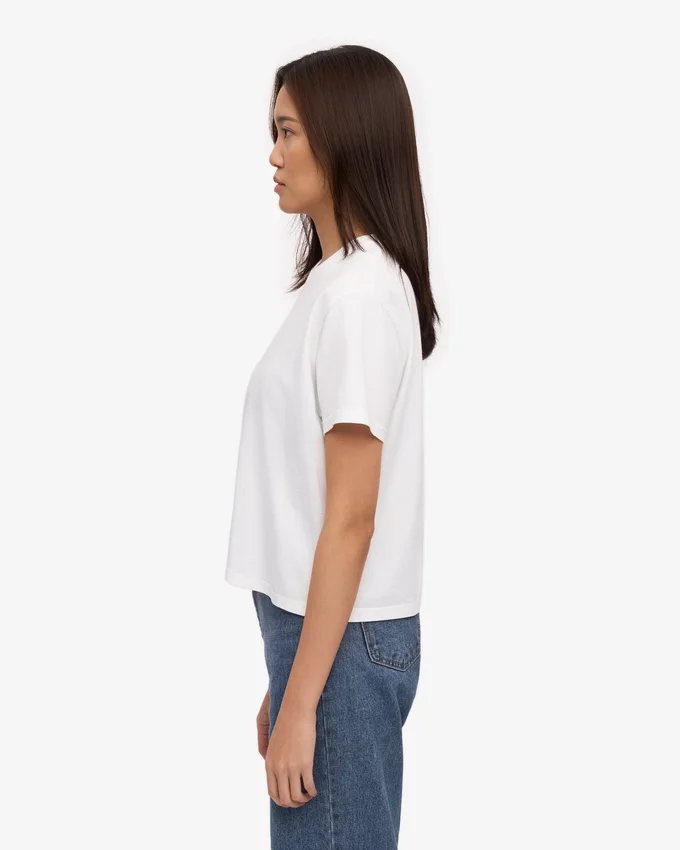 Organisk, boxig crop-top – optiskt vit