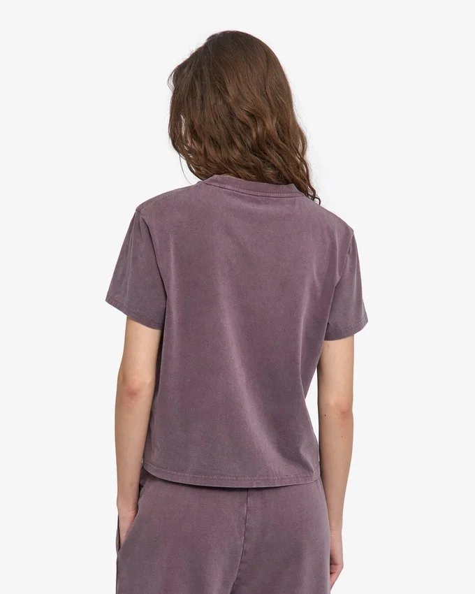Organisk, boxig, kort T-shirt – blekt druvblå
