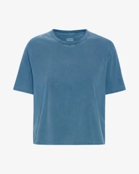 Organisk boxig kort T-shirt – blekt indigo