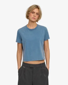 Organisk boxig kort T-shirt – blekt indigo