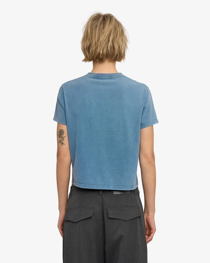 Organisk boxig kort T-shirt – blekt indigo